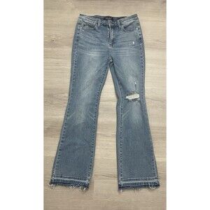 Judy Blue Mid Rise Destroyed & Released Hem Bootcut Jeans women 7/28